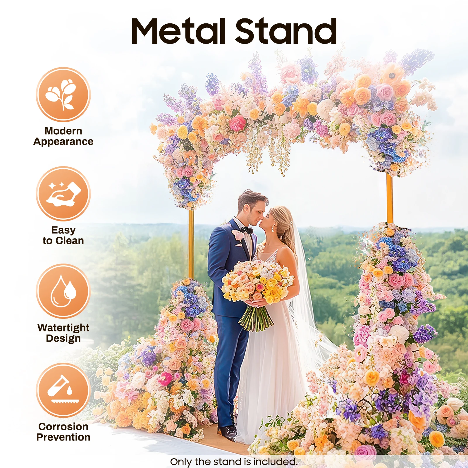 2*1.5M Wedding Stand Square Balloon Wedding Gold Party Decoration Metal Flower Bracket Arch Bracket Wedding Arch