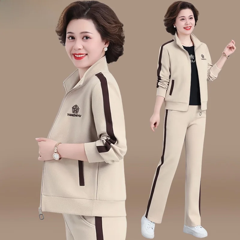 

Loose Women's Sportswear Set Casual Sle plus Size Spring Autumn Outerwear for Middle-Aged And ly Korean Faion