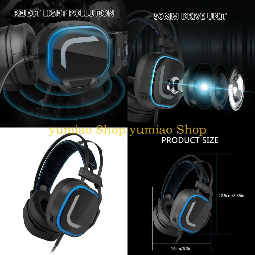 Cuffie da gioco 587B Cuffie over-ear con cavo e auricolari ergonomici con driver da 50 mm
