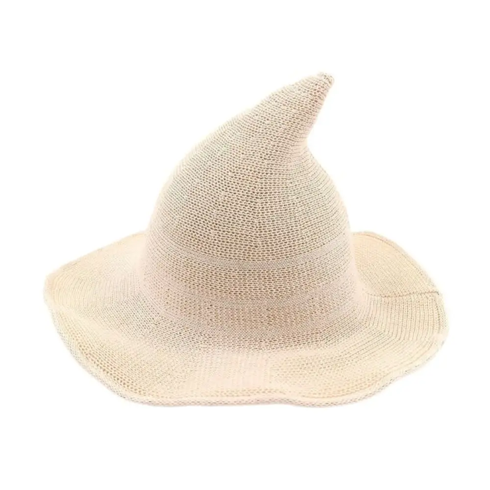 

Casual Wool Witch Hat Korean Knitting Wool Bucket Hat Basin Hat Solid Color Halloween Hat Festival Decoration
