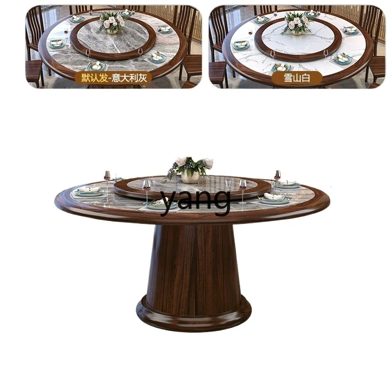 

CX new Chinese dining table and chairs light luxury modern rock slab big round dining table