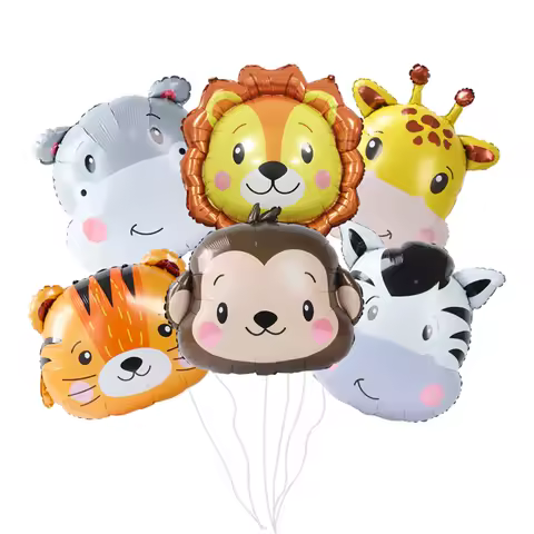 Large Cartoon Animal Balloon Helium Balloon Jungle Safari Animal Birthday Decoration Monkey Tiger Foil Balloon Baby Shower Decor