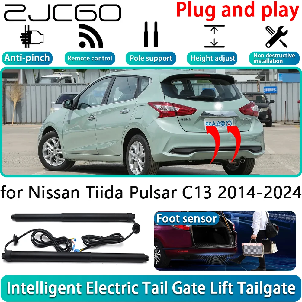 

ZJCGO for Nissan Tiida Pulsar C13 2014-2024 Electric Powered Tailgate Power Liftgate Automatic Tailgate System With Foot Sensor