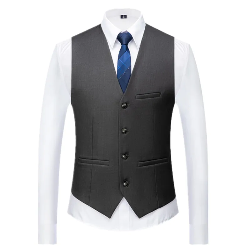 Pure Color Formal Suit Vest Black Red British Style Men Business Social Party Wedding Groom Dress Waistcoat Homme Slim Fit Top