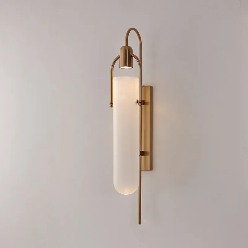 الحديثة قوس حسنا الشمعدان الذهب/الأسود الزجاج الجدار ضوء تصميم غرفة المعيشة Led السرير صالون ديكو سطح جبل غرفة نوم الجدار مصباح #4