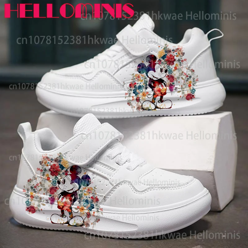 

Детская повседневная обувь с Микки и Минни, хит продаж, трендовая обувь высокого качества из натуральной кожи для мальчиков и девочек, детская обувь для родителей