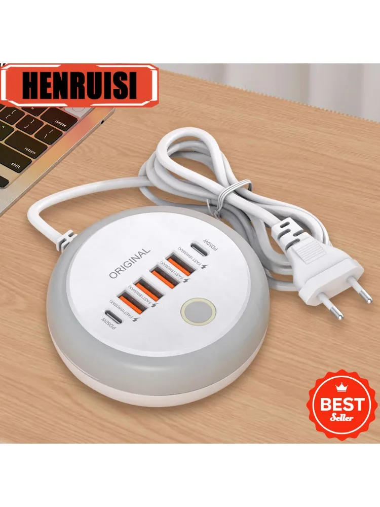50W USB-Handy-Ladegerät mit mehreren Anschlüssen, Steckdosenleiste, Typ-C-Schnellladegerät, Wandladegerät, Wandadapter für iPhone 16, Xiaomi