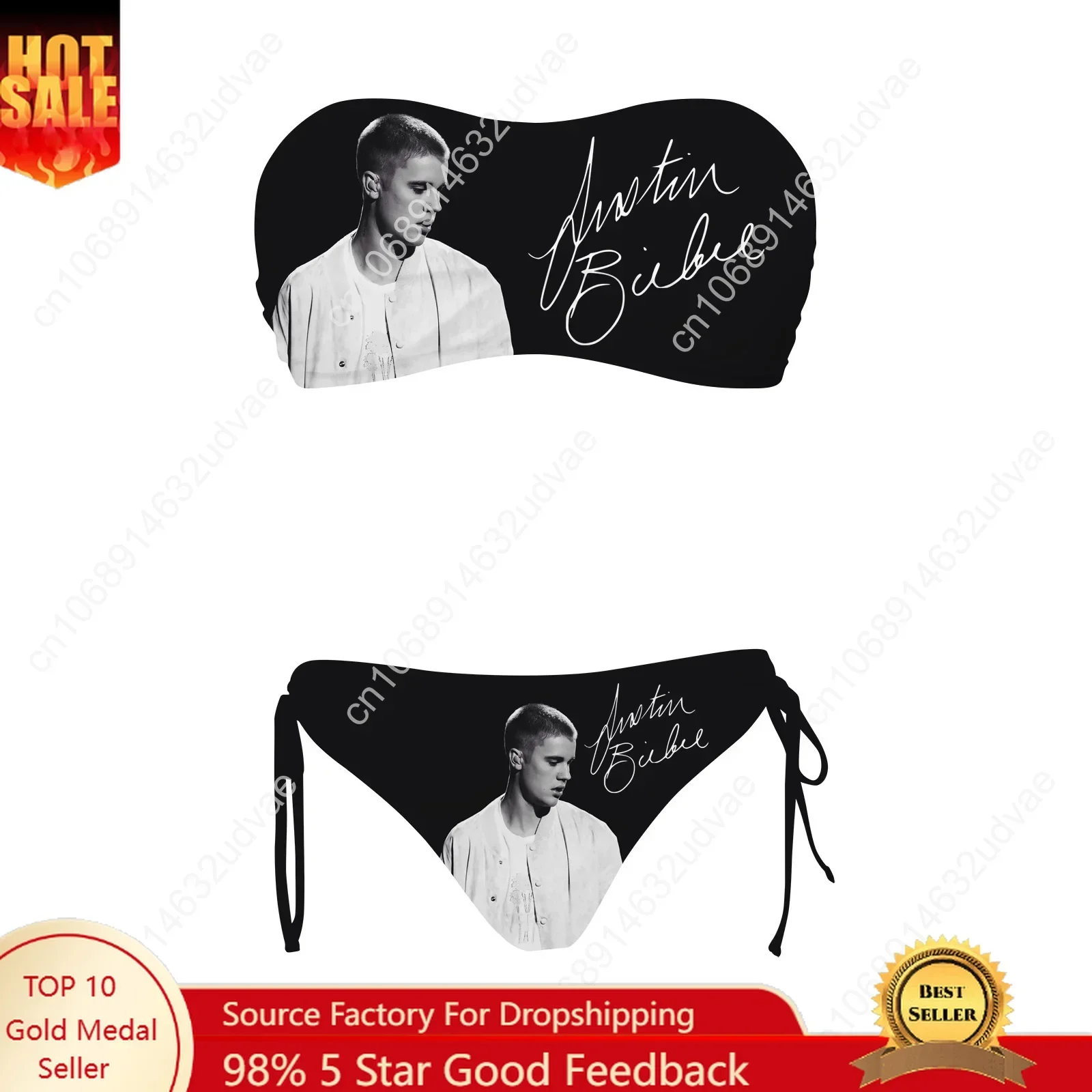 

Justin Bieber Swimsuit Womens Drawstring Two Piece Set Bathing Suits Personalized Swimwear Pool Party Bikini Customize Beachwear