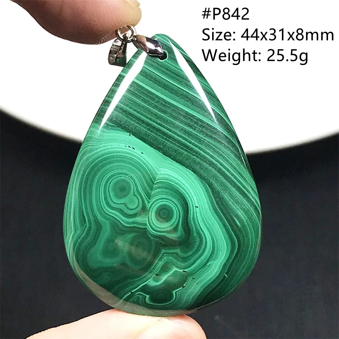 Top Natural Green Malachite Chrysocolla Pendant For Women Men Silver Beads Healing Luck Wealth Crystal Gemstone Jewelry AAAAA