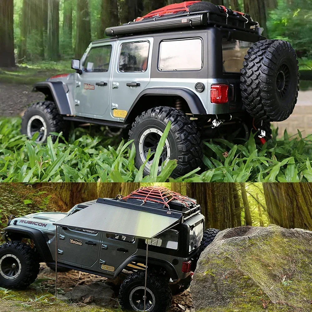 GGRC Simulation Side Roof Top Tent Shade Awning Rain Canopy Sunshade Camping Tent For 1/10 RC Crawler Car AXIAL SCX10 TRAXX