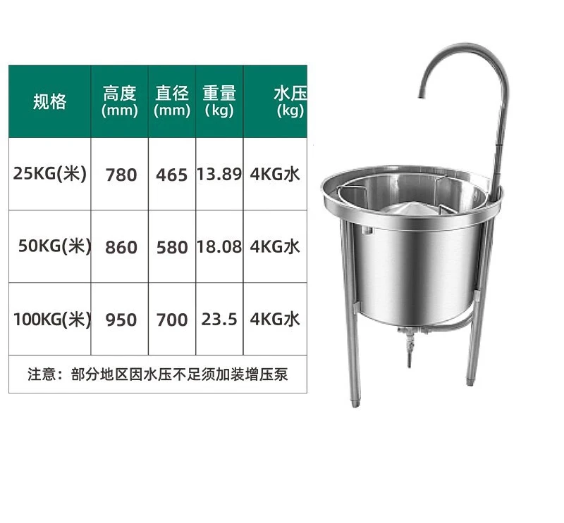 Factory Direct 2026 Rice washing machine Automatic stainless steel 25/50/100 kg Large water pressure washing rice washing machin