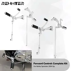 Motorcycle Forward Controls Complete Kit Foot Pegs Levers Linkages Chrome For Harley Sportster XL 1200 883 48 72 Iron 2004-2022