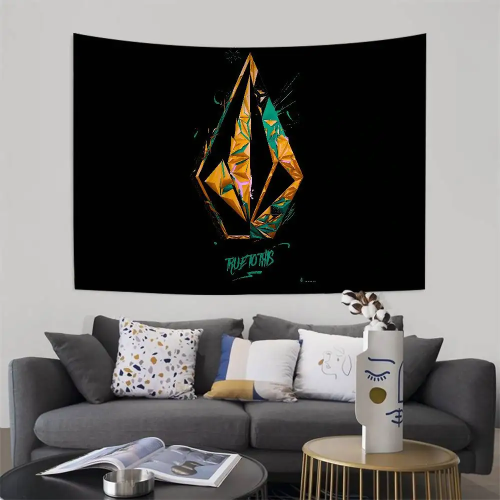 V-Volcoms LOGO Anime Tapestry Hanging Tarot Hippie Wall Rugs Dorm Wall Hanging Sheets