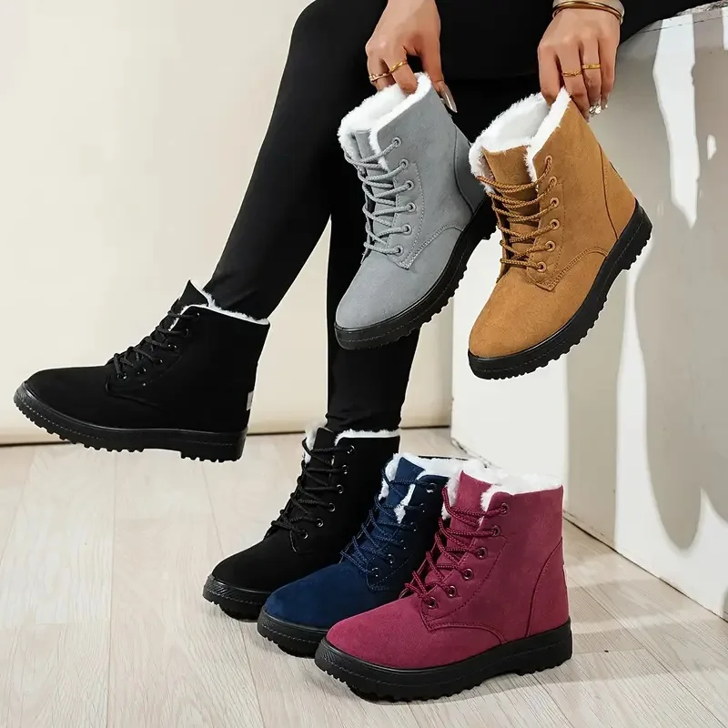

Women's Short Boots Ankle Bootie Ins Popular Autumn and Winter Boots Warm Unisex Short Lace-up Shoes Outdoor Snow Boots