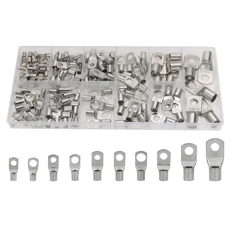 

110pcs Tinned Copper Battery Terminal Lugs SC10-6 Ring Cable Connectors for Automotive Marine Electrical Wiring Connections