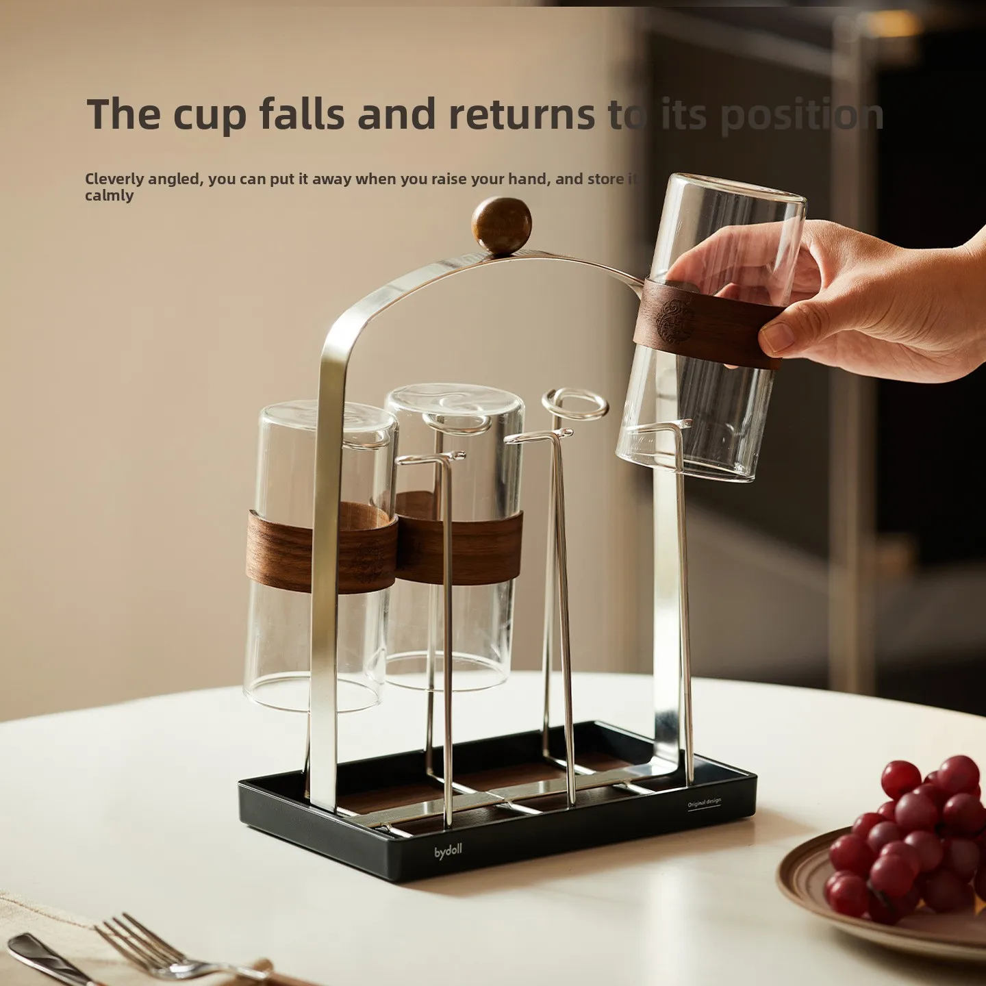 Zml new chinese style desktop drainer rack tray all-in-one cup storage rack