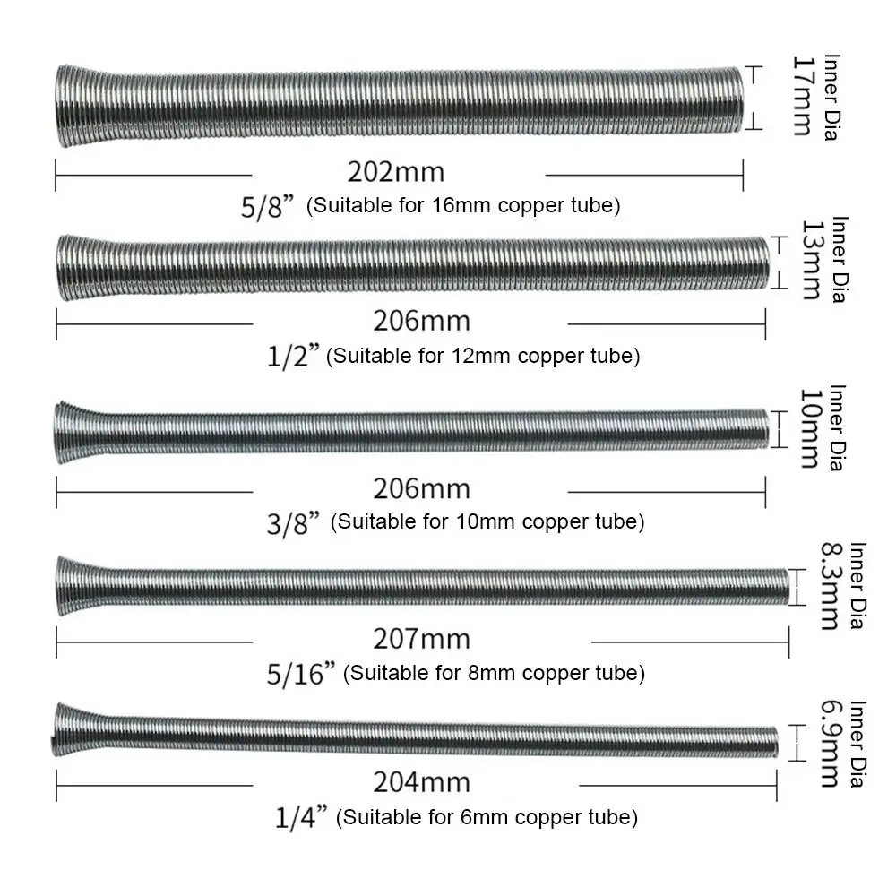 5 قطعة/المجموعة 1/4 1/2 3/8 5/8 5/16 الربيع الأنابيب الشواذ الربيع الصلب الداخلية للطي أنبوب بندر دليل أنبوب نحاسي الانحناء أداة #4