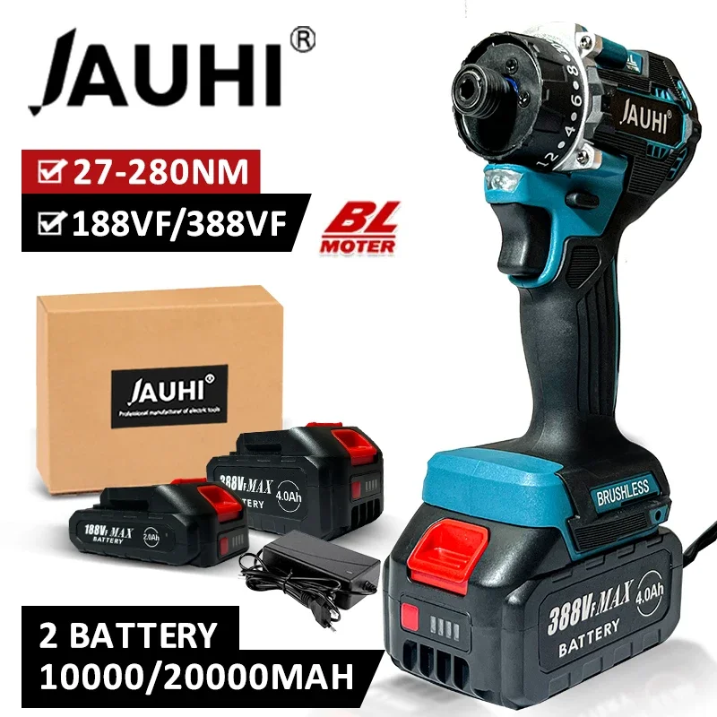 JAUBottles-Tournevis électrique sans balais, couple 20 + 1, batterie au lithium aste, perceuse électrique sans fil pour Makita, batterie 18V