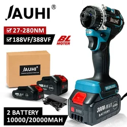 JAUHI 20+1 Torque Brushless Electric Screwdriver Lithium Battery Rechargeable Cordless Electric Drill For Makita 18v Battery