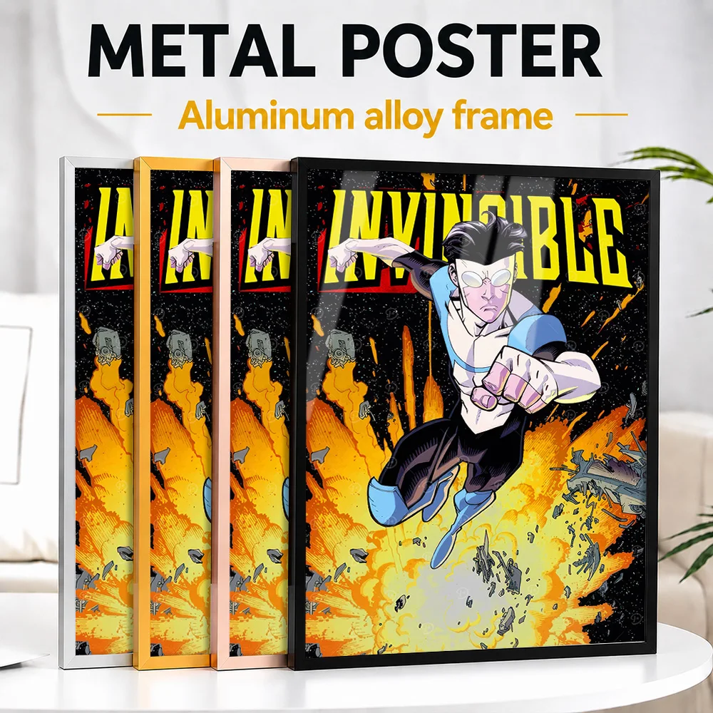 Invincible Hero Comic Framed Aluminum Metal Poster Customized Photo Retro Issue Style Wall Art For Game Room Superhero Fan Gift