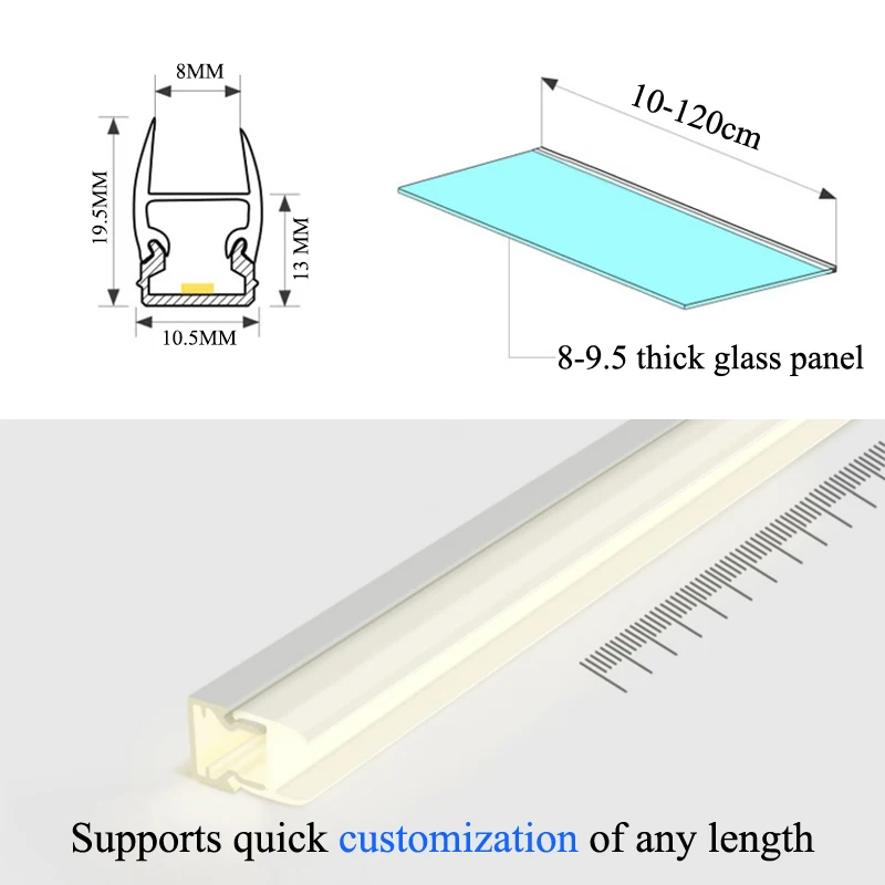 Szafka LED warstwa klips świetlny 8-9.5mm Panel szklany Cellarette Showcase zestawy garażowe kolekcja półka wino w klatce piersiowej podświetlenie