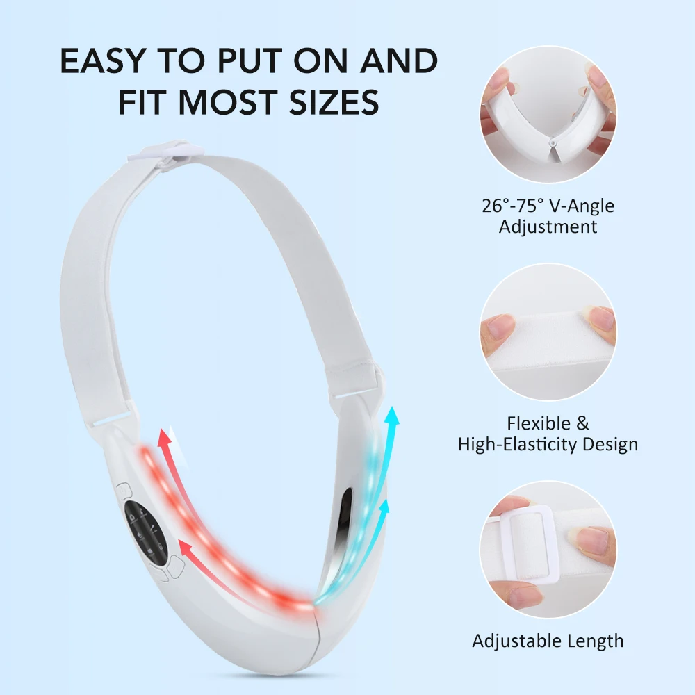 EMS Double Chin V Shape Lift Belt Facial Lifting Massager 3 Modes Face Slimming Vibration Face Lift Tighten Device Skinhargeable