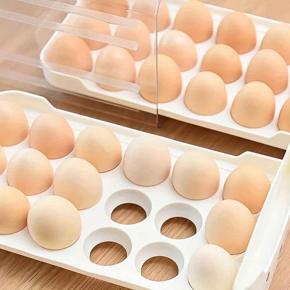 Cute Stackable Egg Storage Box 18/36 Grid Egg Container Refrigerator Drawer Type 1/2 Layer Design Durable Kitchen Organization