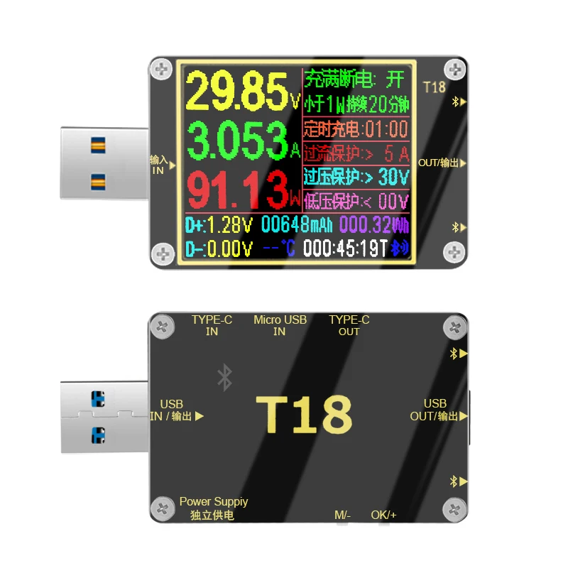 

mobile phone charging detector T18measuring instrument DC DC USB tester digital display voltmeter ammeter