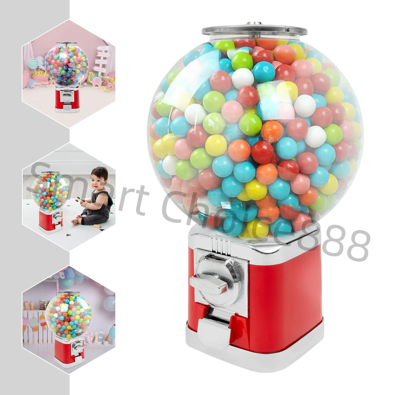 LM-202B Twister Ball Dispenser Vending Machine 500 Capacity  Dollar Coin with Security Lock Green/Red
