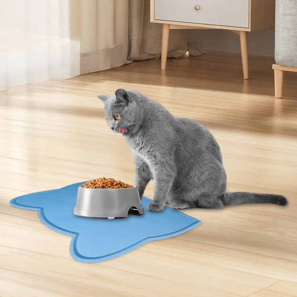 Waterproof Silicone Cat Placemat Premium Silicone Pet Mat Non-slip Silicone Pet Feeding Mat with Raised Edge Pet Bowl Mat