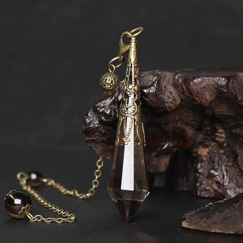 Gorgeous Antique Bronze Smoky Quartz Crystal Pendulum Dowsing Tool for Chakra Faceted Metaphysical Crystals Healings Stones