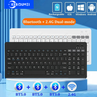 2.4G Wireless Keyboard Three Bluetooth Keyboard Mini Keyboard Rechargeable Gaming Keyboard For Laptop Tablet Android iOS Windows