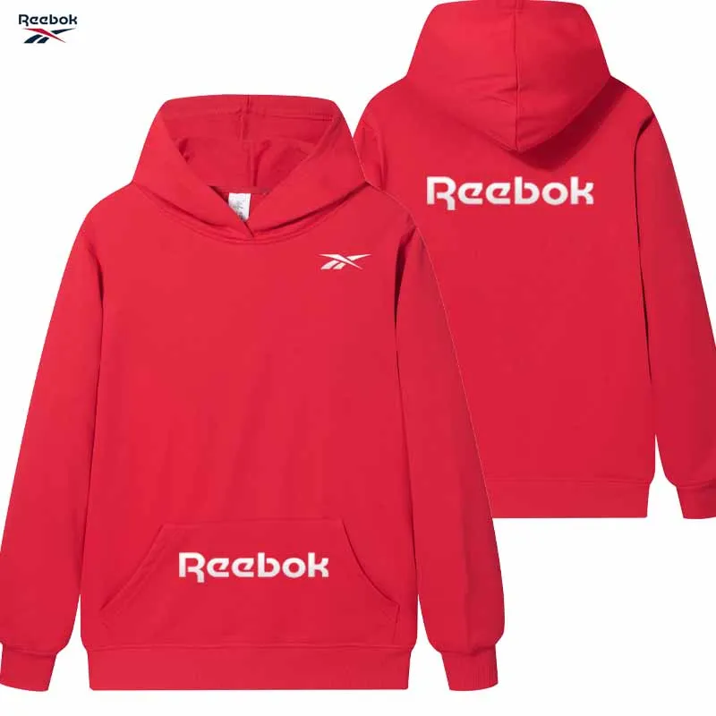Reebok logo men's and women's casual hooded sweatshirt, long-sleeved pullover (suitable for autumn and spring) personalized stre view 3