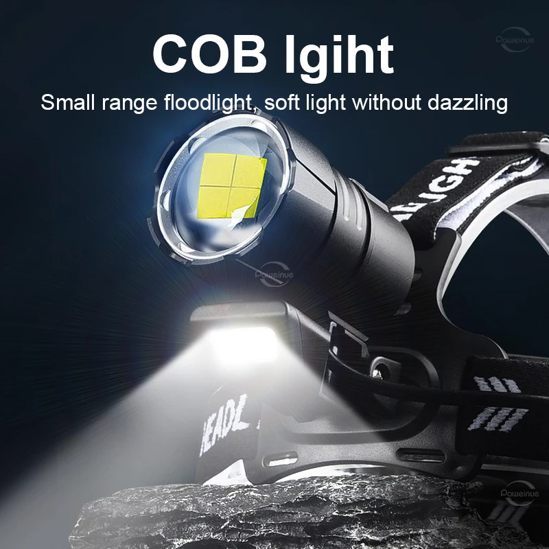 1000000LM XHP360 High Power Fishing Headlamp Rechargeable Light Headlight Camping Hiking Led Flashlights Power Bank Head Lamp