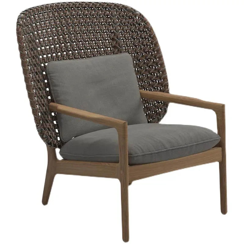 Nordic outdoor leisure rattan rocking chair courtyard garden balcony outdoor teak rain and sun protection double rattan chair