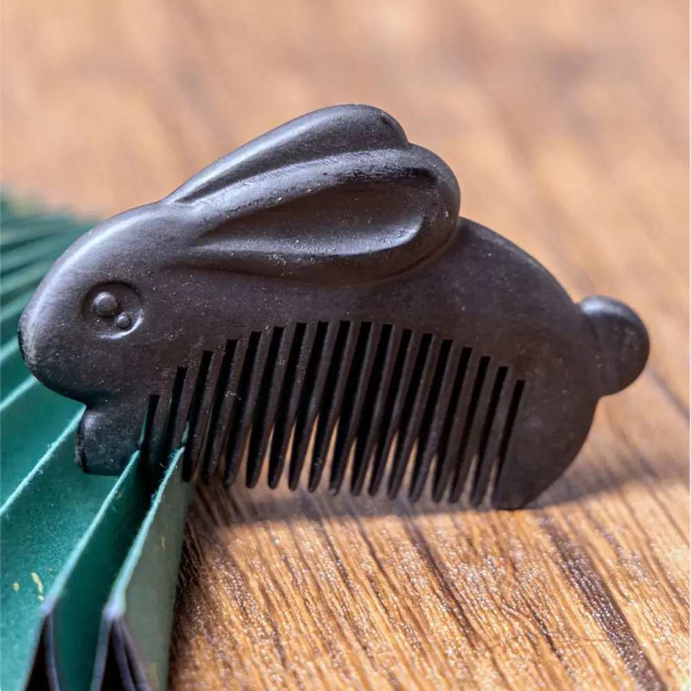 Portable Rabbit Sandalwood Comb Scalp Anti Static Massage Wood Comb Relieve Stress Head Blood Circulation Mini Comb Brush Women