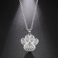 Skyrim Cat Claw Necklace Crystal Zircon Bear Dog Puppy Footprint Pendant Animal Gift Men and Women Alloy Jewelry