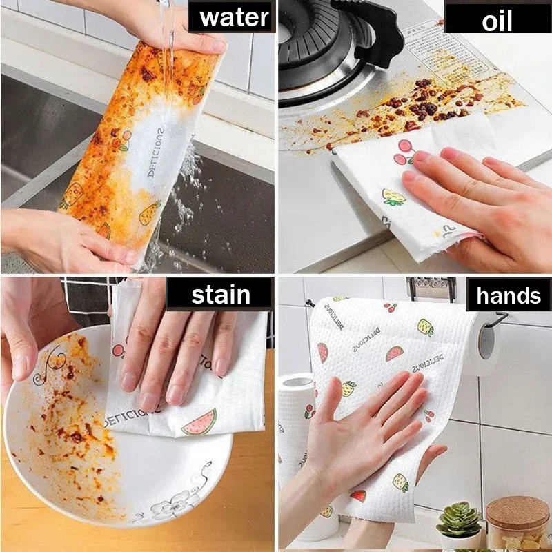 Reusable Cleaning Cloths Household Kitchen Disposable Rags Non-woven Dish Rag Wash Paper Towels Non-stick Oil Dishcloths Wipes