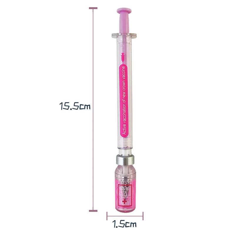 3ชิ้นปากกาจำลองวัคซีนเป็นกลางเข็ม0.5มม. ปากกาหมึกเจลแบบจำลอง