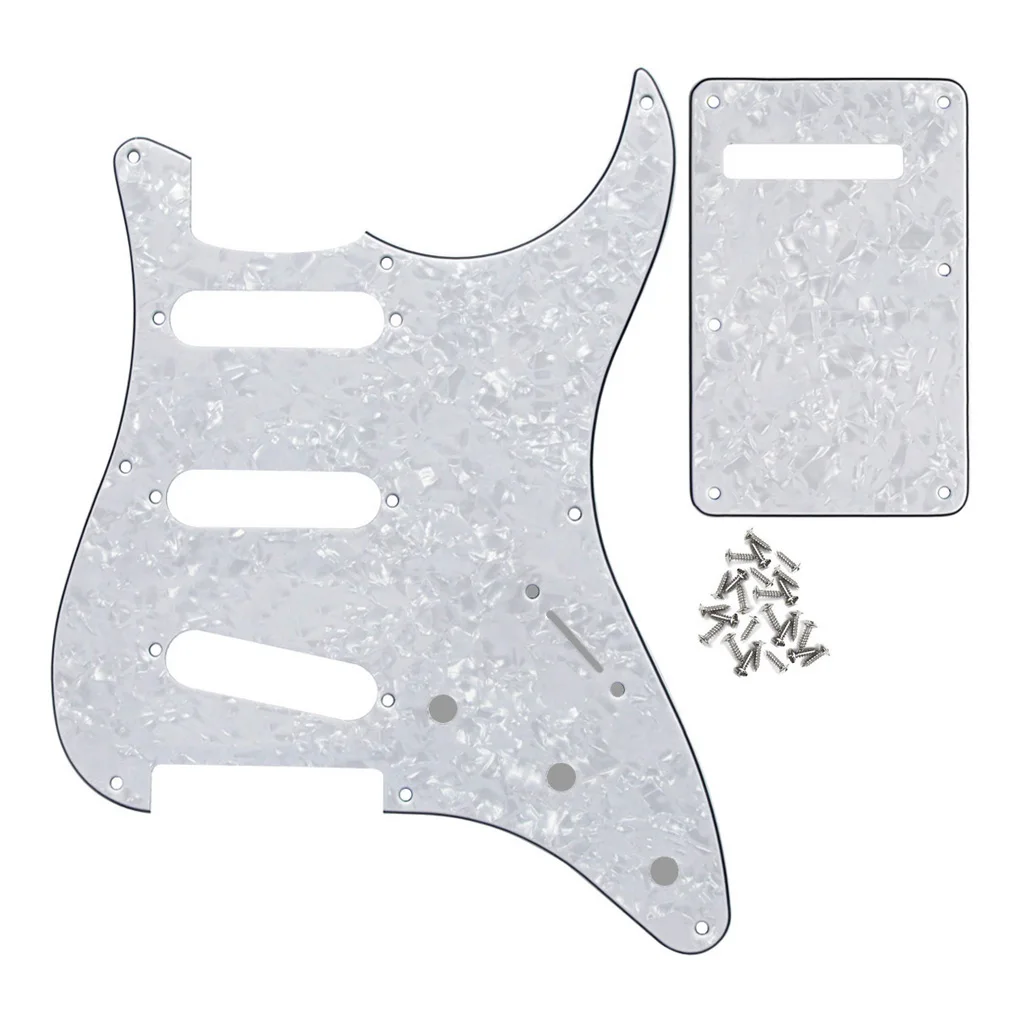 FLEOR Set of Vintage 8 Holes ST Pickguard SSS Guitar Back Plate & Screws for Electric Guitar Parts, 7 Colors Choose