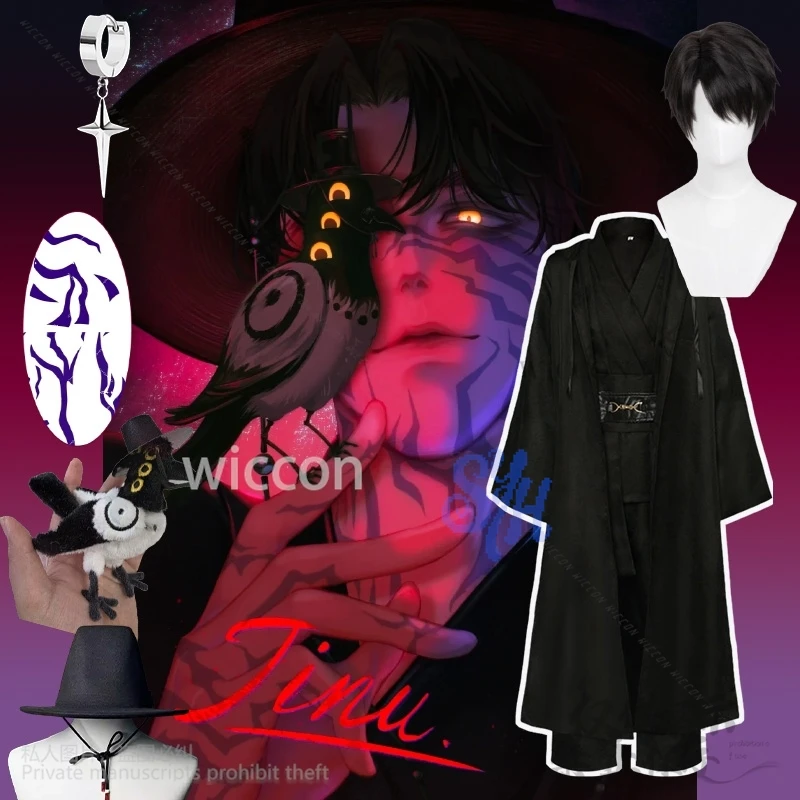 

Jinu sajaboy﻿ Cosplay Handsome Idol Stage Uniform For Anime Movie Kpop Demon Korea Hat Vampire Goth All Black Suit Halloween Cos