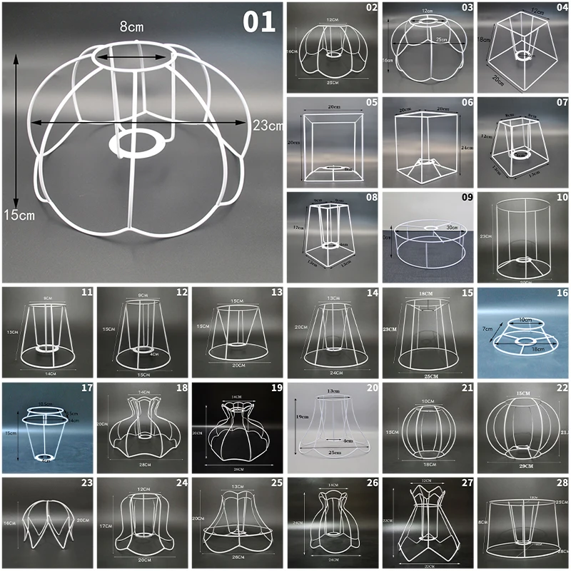 Marco de jaula de sombra de lámpara, soporte de lámpara de luz de alambre de Metal de hierro, soporte de lámpara para Diy, protector de anillo,