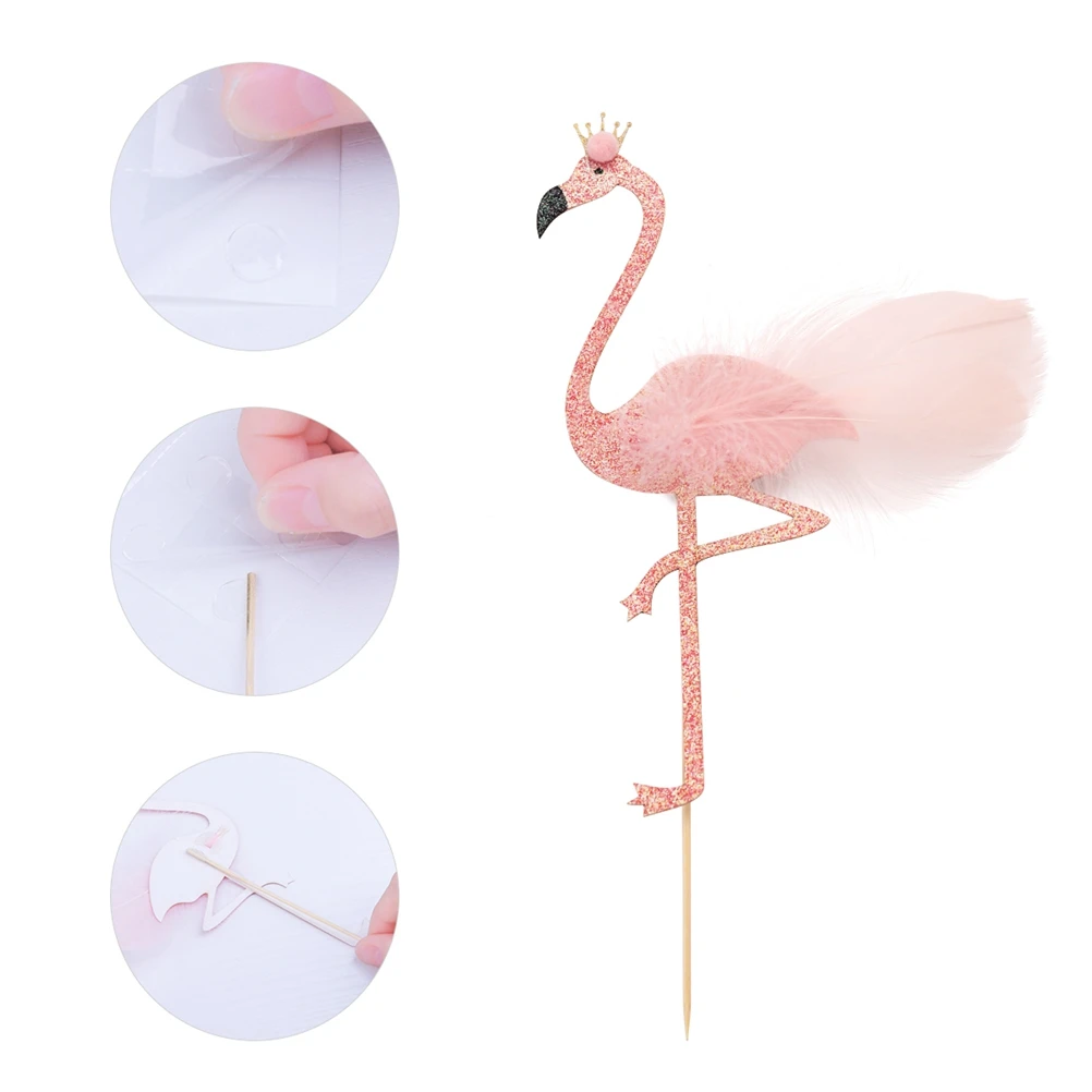 

10 Pcs Insertion Cake Decorations Birthday Dessert Cards Creative Toppers Flamingo Party Supplies Lightweight Ball