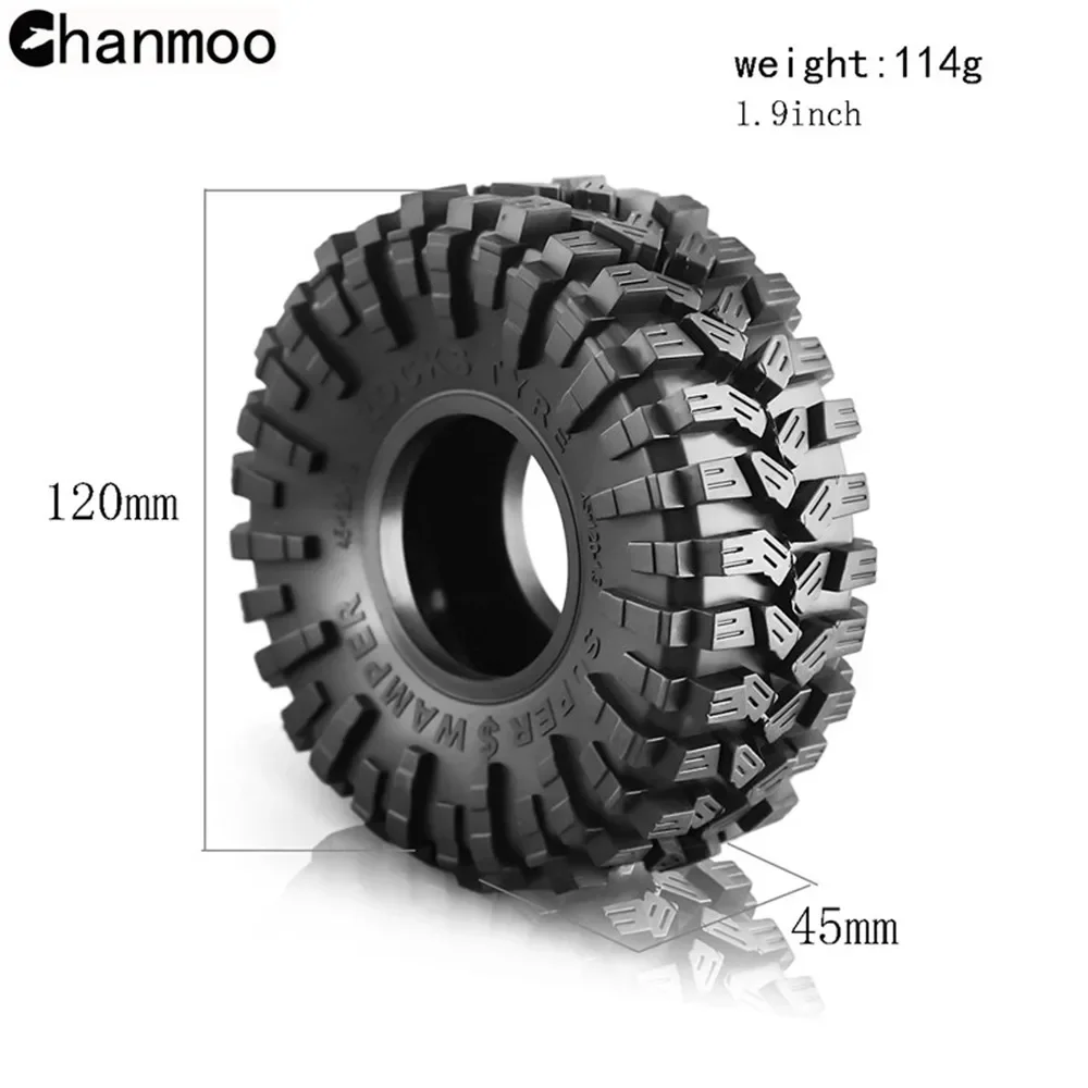 Pneus en caoutchouc de 1.9 pouces, roue à boue avec mousse pour voiture sur chenilles 1:10 RC Rock Buggy TRX4 Axial SCX10 90046 Capra, pièces