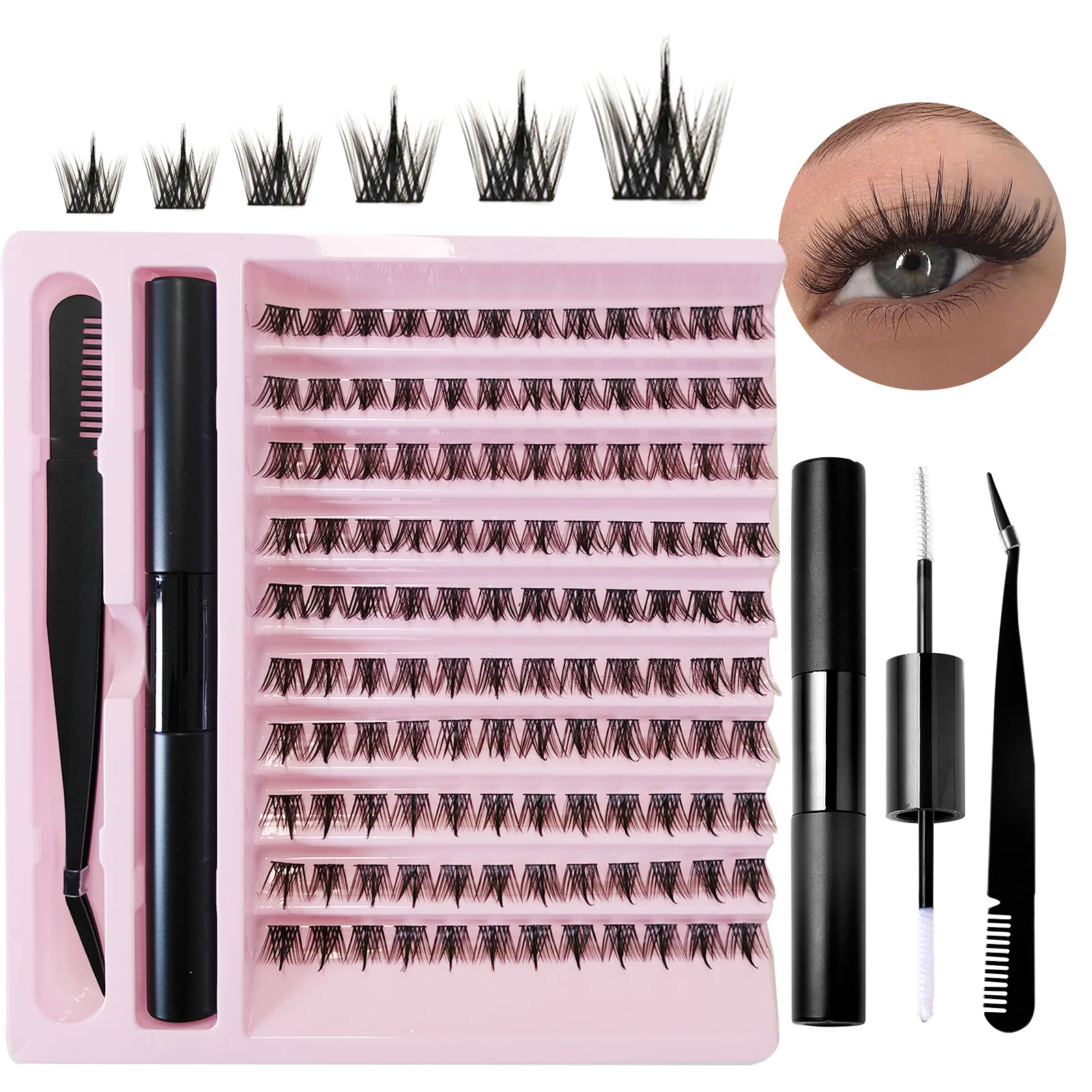 

High Quality Makeup Natural Eyelashes 120 Clusters Lash Extension Kit DIY Lash Clusters With Glue