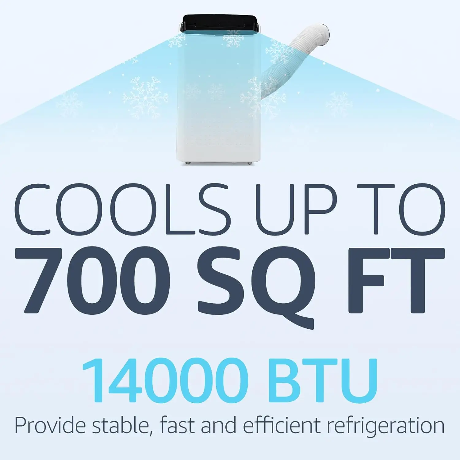 Aire acondicionado portátil con temporizador de ahorro de energía de 24H, refrigeración, deshumidificación, ventilador de 3 velocidades, adecuado para habitaciones entre 500 y 700 pies cuadrados