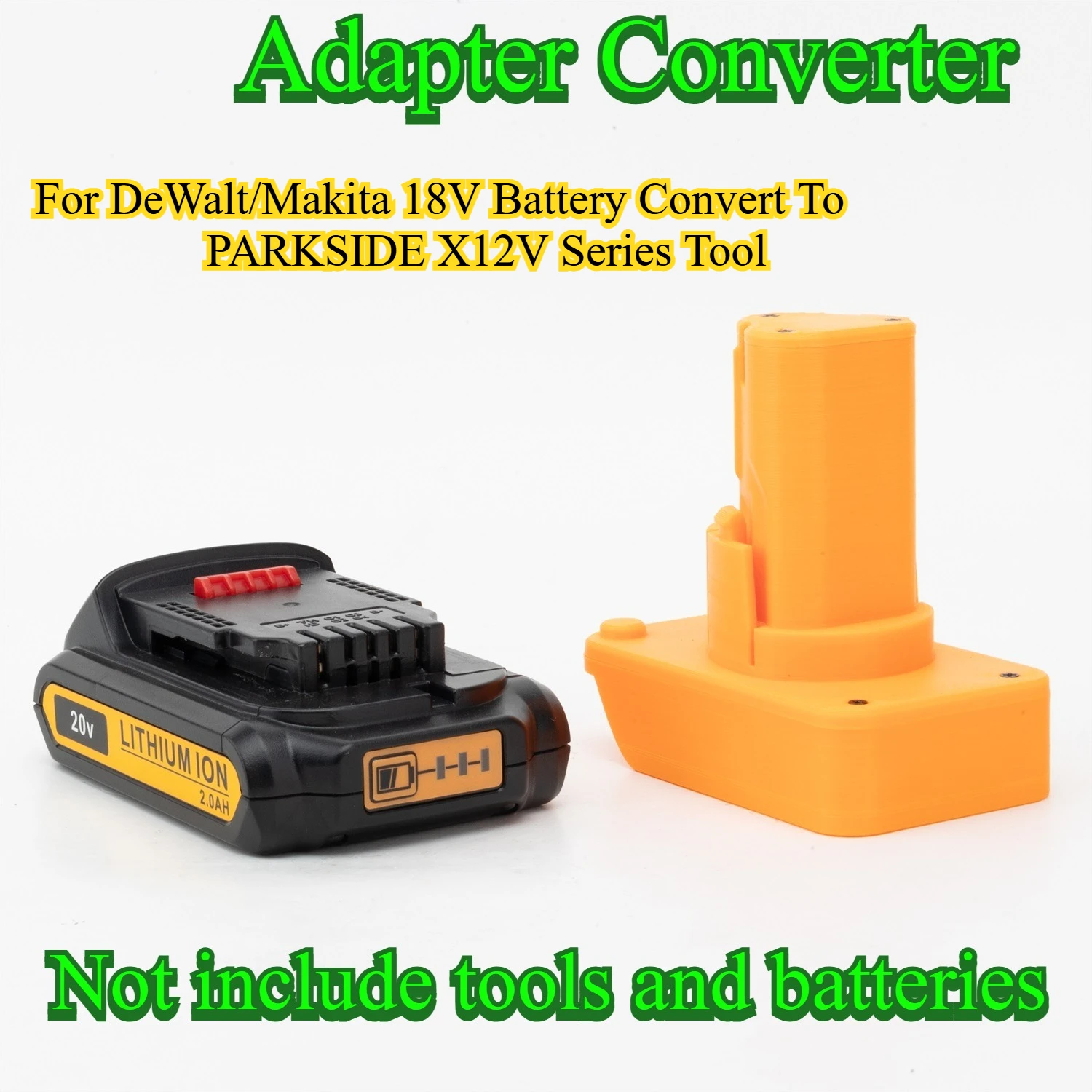

Portable Cordless Battery Adapter for DeWalt/Makita 18V Li-ion Battery Convert To PARKSIDE X12V Tool Converter(No Battery）