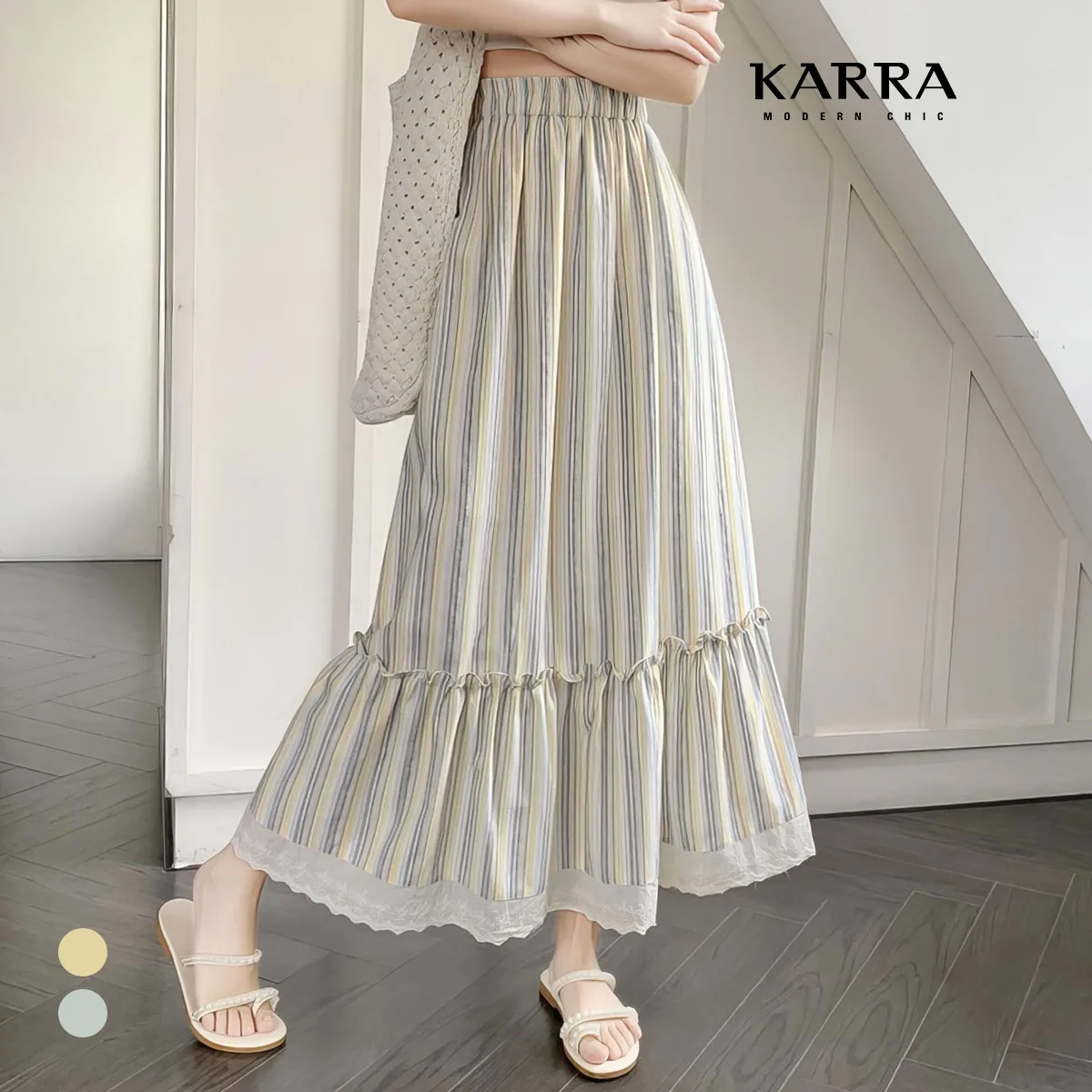 KARRA belly flare banding skirt _ KB4MSK019C