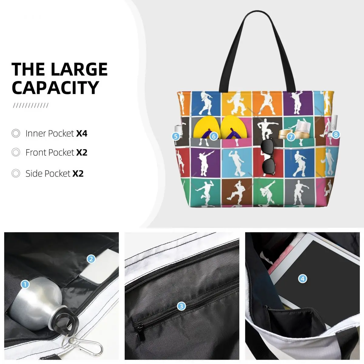 Battle Royale Victory Dance Rainbow Beach Travel Bag, Tote Bag Modern Adult Out Birthday Gift Multi-Style Pattern