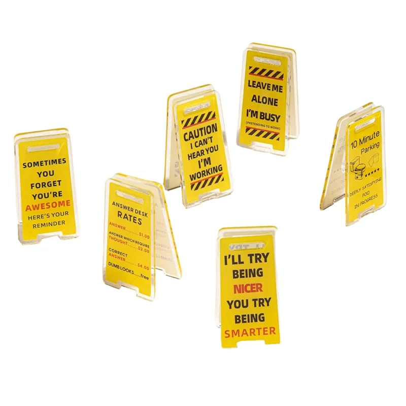 A13E-Funny Sticky Note Holder - 6 Pack Note Holder Clips, Overstimulated Desk Sign For Office, Hilarious Desk Signs